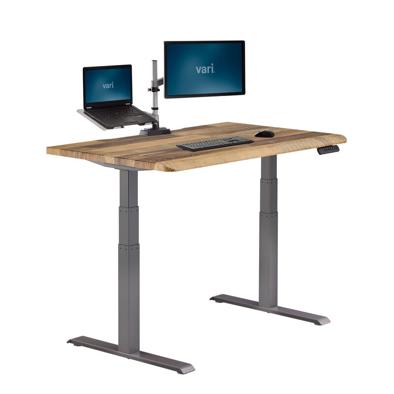 Electric Standing Desk with ComfortEdge in 48x30 Reclaimed Wood in raised position image number null
